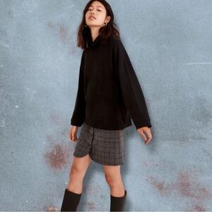 Madewell ‘Brushed Herringbone Jacquard Turtleneck Top’ in Black Size Small